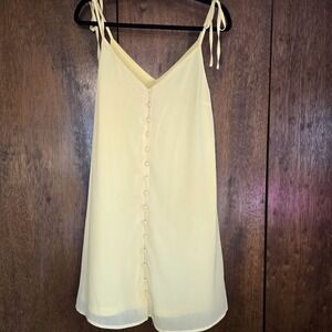 She and Sky Yellow Spaghetti Strap Button Sundress Size Med